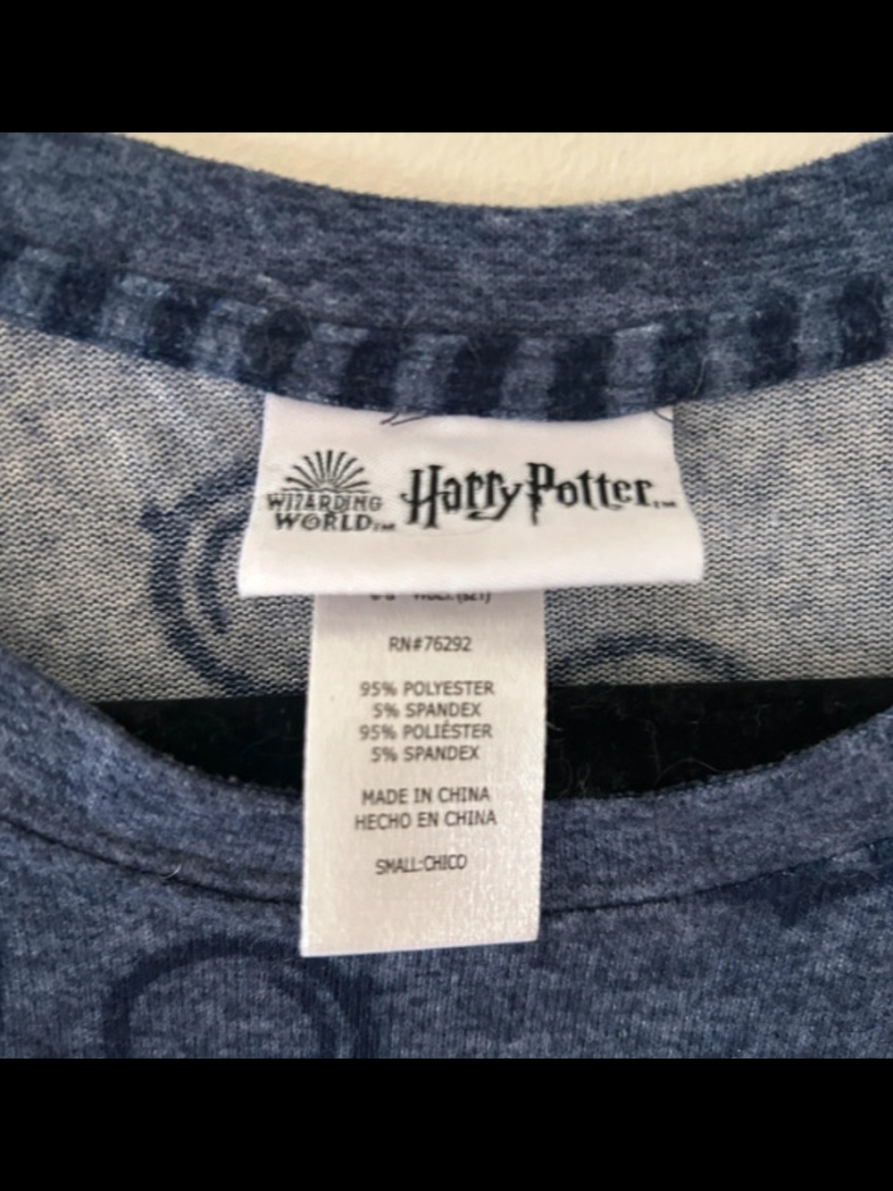 Harry Potter long sleeve PJ top - Very soft - Navy - Small Kid - Wizarding World
